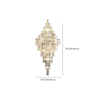 ZOWALA - Geometric Tiered Prismatic Crystal Chrome Foyer Chandelier Image - 11