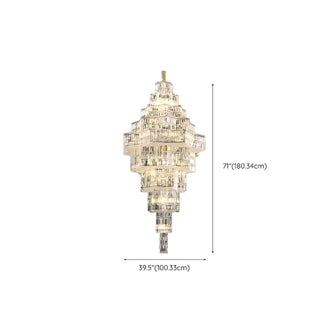 ZOWALA - Geometric Tiered Prismatic Crystal Chrome Foyer Chandelier Image - 13