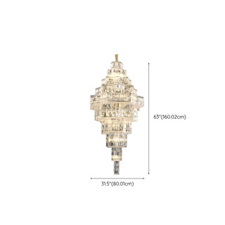 ZOWALA - Geometric Tiered Prismatic Crystal Chrome Foyer Chandelier Image - 15