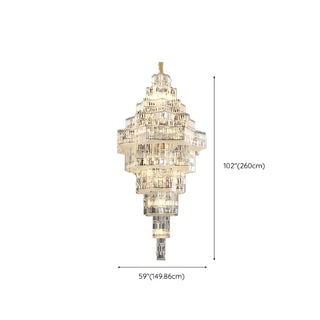 ZOWALA - Geometric Tiered Prismatic Crystal Chrome Foyer Chandelier #size