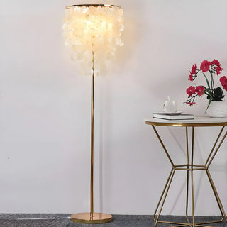 Luxurious Hanging Shell Golden Base LED Floor Lamp Zawala Image - 1