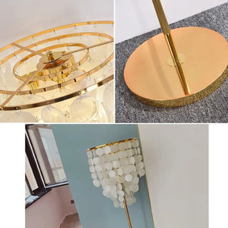 Luxurious Hanging Shell Golden Base LED Floor Lamp Zawala Image - 10