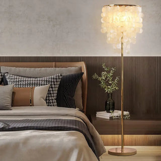 Luxurious Hanging Shell Golden Base LED Floor Lamp Zawala Image - 2