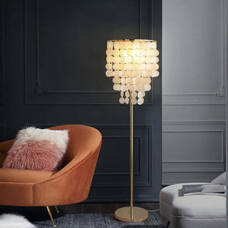 Luxurious Hanging Shell Golden Base LED Floor Lamp Zawala Image - 3