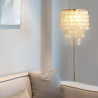 Luxurious Hanging Shell Golden Base LED Floor Lamp Zawala Image - 4