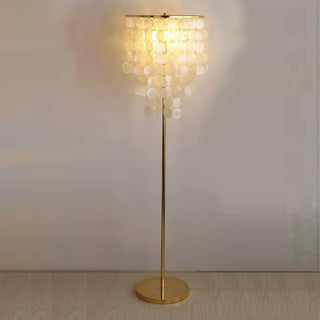 Luxurious Hanging Shell Golden Base LED Floor Lamp Zawala Image - 5