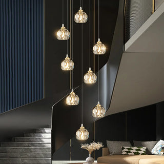 ZOWALA - Modern Living Room Clear Crystal Ball Cluster Pendant Light Image - 1