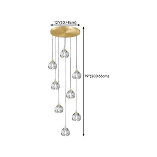 ZOWALA - Modern Living Room Clear Crystal Ball Cluster Pendant Light #size