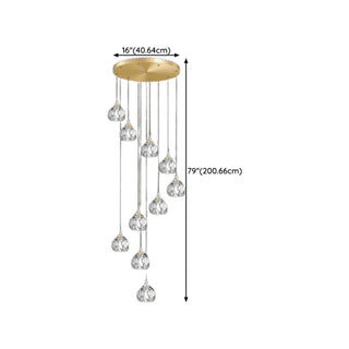 ZOWALA - Modern Living Room Clear Crystal Ball Cluster Pendant Light Image - 18