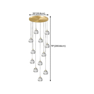 ZOWALA - Modern Living Room Clear Crystal Ball Cluster Pendant Light Image - 19
