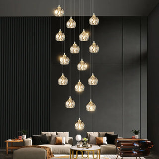 ZOWALA - Modern Living Room Clear Crystal Ball Cluster Pendant Light Image - 3