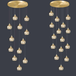 ZOWALA - Modern Living Room Clear Crystal Ball Cluster Pendant Light Image - 9