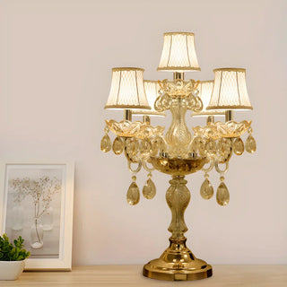 ZOWALA - Luxury 5-Light Gold Candelabra Crystal Table Lamp Image - 1