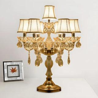 ZOWALA - Luxury 5-Light Gold Candelabra Crystal Table Lamp Image - 10