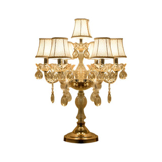 ZOWALA - Luxury 5-Light Gold Candelabra Crystal Table Lamp Image - 11