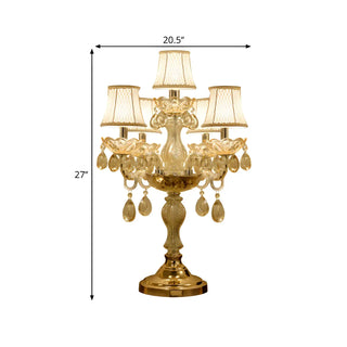 ZOWALA - Luxury 5-Light Gold Candelabra Crystal Table Lamp Image - 13