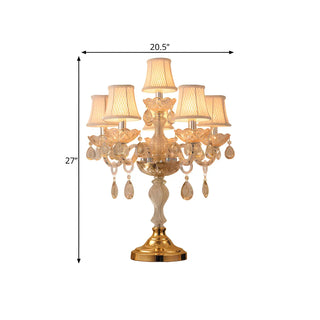 ZOWALA - Luxury 5-Light Gold Candelabra Crystal Table Lamp Image - 14