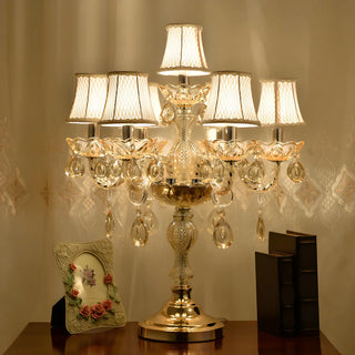 ZOWALA - Luxury 5-Light Gold Candelabra Crystal Table Lamp Image - 2