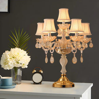 ZOWALA - Luxury 5-Light Gold Candelabra Crystal Table Lamp Image - 3