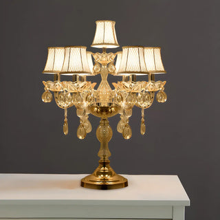 ZOWALA - Luxury 5-Light Gold Candelabra Crystal Table Lamp Image - 4