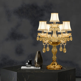 ZOWALA - Luxury 5-Light Gold Candelabra Crystal Table Lamp Image - 5
