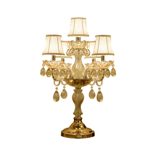 ZOWALA - Luxury 5-Light Gold Candelabra Crystal Table Lamp Image - 6