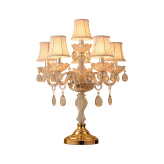 ZOWALA - Luxury 5-Light Gold Candelabra Crystal Table Lamp Image - 9