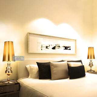 Luxury Barrel Shade Modern Metal Bedroom Table Lamp Zawala Image - 1