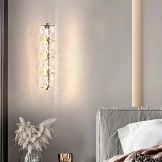 ZOWALA - Modern Luxury Clear Crystal Cylinder Bedroom Pendant Light Image - 2