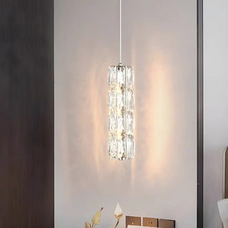 ZOWALA - Modern Luxury Clear Crystal Cylinder Bedroom Pendant Light Image - 3