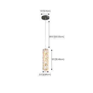 ZOWALA - Modern Luxury Clear Crystal Cylinder Bedroom Pendant Light #size