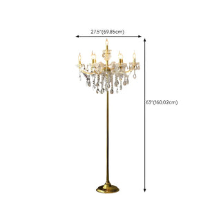 Luxury Candle Gold Crystal Chandelier Floor Lamp Zawala Image - 10