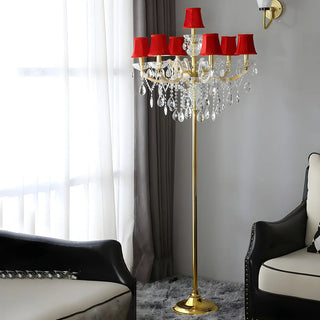 Luxury Candle Gold Crystal Chandelier Floor Lamp Zawala Image - 3
