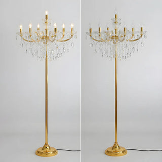Luxury Candle Gold Crystal Chandelier Floor Lamp Zawala Image - 7