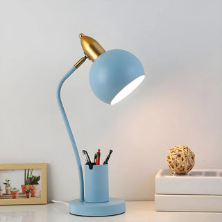 Simple Bowl Shade Metal Table Lamp with Pen Holder Zawala Image - 1