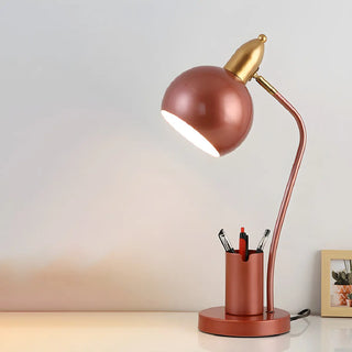 Simple Bowl Shade Metal Table Lamp with Pen Holder Zawala Image - 12