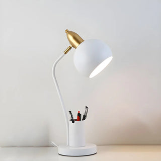 Simple Bowl Shade Metal Table Lamp with Pen Holder Zawala Image - 17
