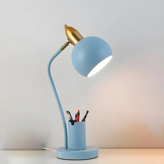 Simple Bowl Shade Metal Table Lamp with Pen Holder Zawala Image - 2