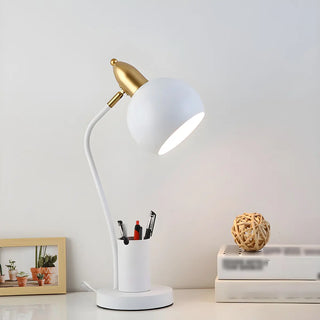 Simple Bowl Shade Metal Table Lamp with Pen Holder Zawala Image - 4