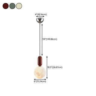 ZOWALA - Modern White Globe Bedroom Adjustable Height Pendant Light #size