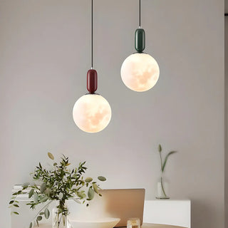 ZOWALA - Modern White Globe Bedroom Adjustable Height Pendant Light Image - 2