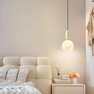 ZOWALA - Modern White Globe Bedroom Adjustable Height Pendant Light Image - 3
