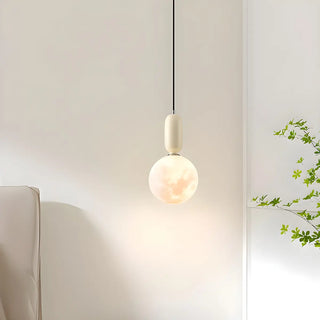 ZOWALA - Modern White Globe Bedroom Adjustable Height Pendant Light Image - 4