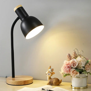 Bedroom Pink Metal Bell Shade Wood Base Table Lamp Zawala Image - 2