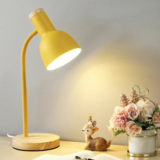 Bedroom Pink Metal Bell Shade Wood Base Table Lamp Zawala Image - 4