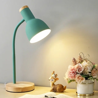 Bedroom Pink Metal Bell Shade Wood Base Table Lamp Zawala Image - 5