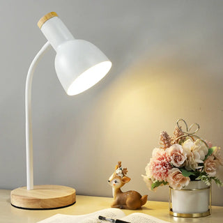 Bedroom Pink Metal Bell Shade Wood Base Table Lamp Zawala Image - 8