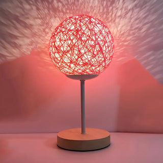 Stylish Macaron Rattan Globe Shade Decor Table Lamp Zawala Image - 12