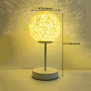 Stylish Macaron Rattan Globe Shade Decor Table Lamp Zawala #size