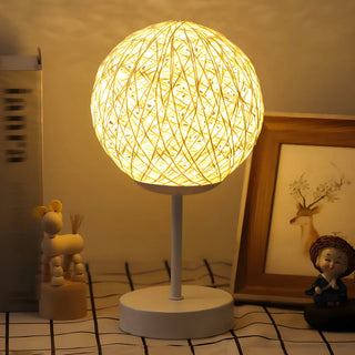 Stylish Macaron Rattan Globe Shade Decor Table Lamp Zawala Image - 2